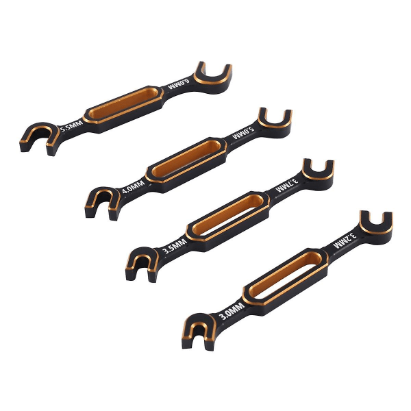 4 stk. Nøgle 3/3,2/3,5/3,7/4/5/5,5/6mm Spændeskruenødde Kugleledsfjerner Universalværktøj til RC C