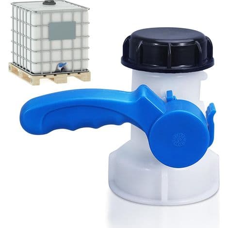 1000L plasttankventil, 1000L tankventil, 1000L tankadapter, IBC-adapter, universaladapter, tømmeventil, regnvannstank, vanntank