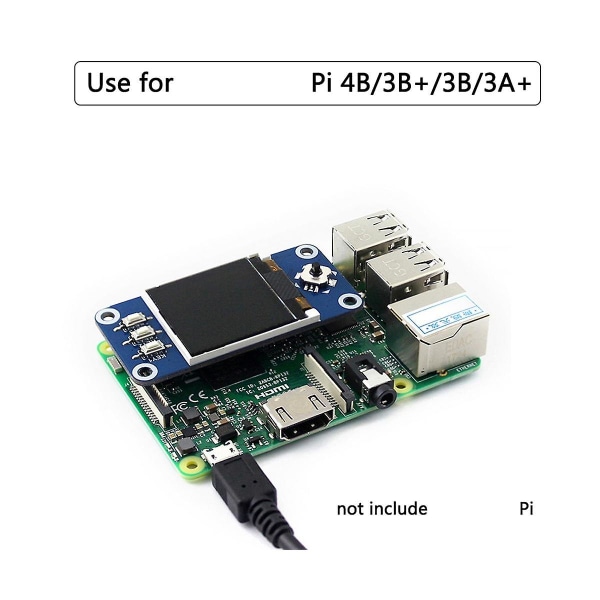 1,44 tommer LCD Hat til 4b/3b+/3b/Zero med 3,3V 128x128 SPI-interface skærm, LED-baggrundsbelysning og J