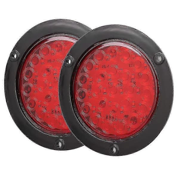 2 stk. 24LED 4in Vanntett Plast Side Marker Rund Lampe Tilhenger Lastebil Baklys
