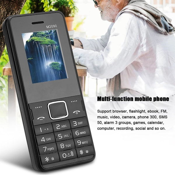 M2090 1.7 tum Dual SIM Dual Standby 0.08mp Kamera Mobiltelefon Med För Whatsapp 100-240v Eublack