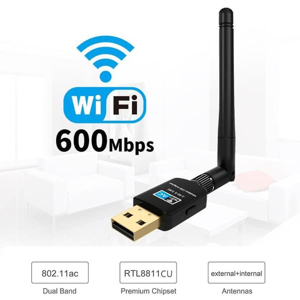 WiFi-sovitin Langaton 2.4/5.8GHz ABS Mini WiFi-sovitin Windows XP/Vista/7/8/10:lle