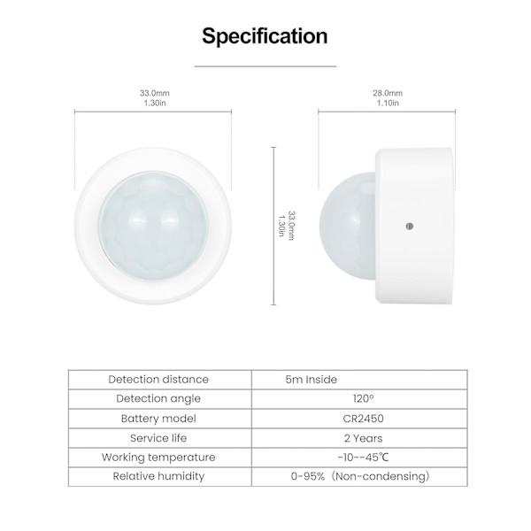 Bevegelsessensor Zigbee 3.0 Tuya Mini Smart Human Motion Pir Transducer Smart Life Home Wireles