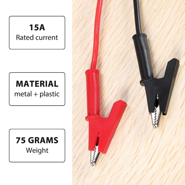 Par Bananplugg till Alligator Clip Testledning Krokodillklämma Lab Testkabel med Bananplugg Heavy Duty 1M Lång för Multimeter