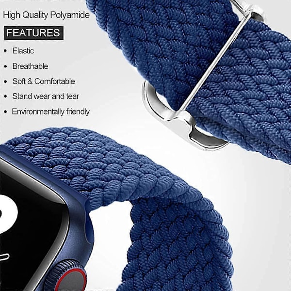 Stretchable Nylon Solo Loop-bånd Kompatibel med Apple Watch 45mm 44mm 42mm for Kvinner og Menn, Justerbar Elastisk Flettet Rem Sport Wristbands for iW