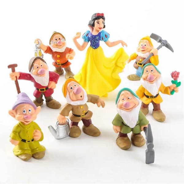 8 st/set Snövit och de sju dvärgarna figurer modell leksaker prydnader heminredning