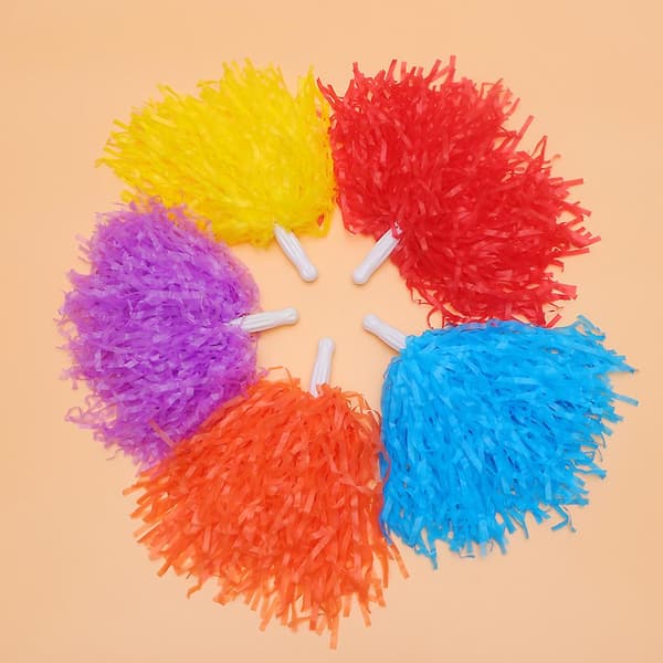 Pom Poms för Cheerleading Dans Varsity Patriots DIY Metallisk Regnbåge Ungdom Barn
