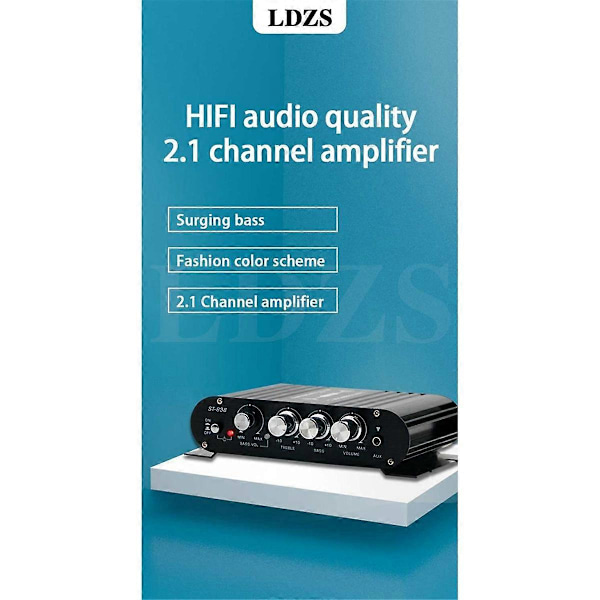 Sort Bil Bluetooth Forstærker HiFi Hjemme Audio Multi-Funktions Højttaler Professionel Feber til Bil (Adapter Inkluderet) EU STIK