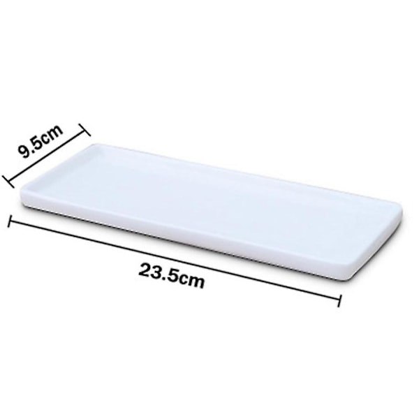 Rektangulær keramisk brettplate, hvit porselen, rektangulær plate, munnskyllevannkoppbrett, bad, stue