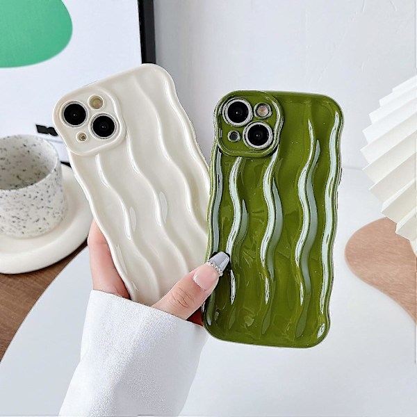 Vandbølge Mønster Krøllet Bølge Ramme Blød Kompatibel med iPhone Cover (Hvid, iPhone 15 Pro Max)