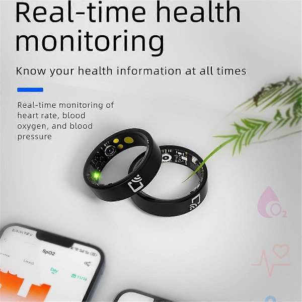 Smart Ring NFC Ring Helse Fitness Tracker Keramisk Helsering Søvnovervåking Hjertefrekvens Blodtrykk