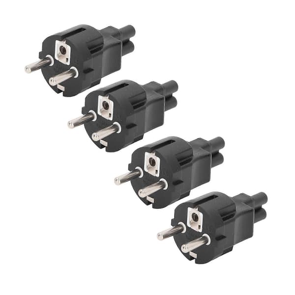 4 stk. EU 2-pins plugg til IEC320 C5 strømadapter, profesjonell EU 2-pins plugg 4,8 mm til C5 strømpluggadapter for bærbar PC, EU-plugg 100–250 V