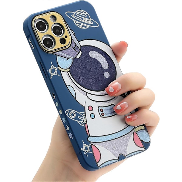 til iPhone 11 Pro Sødt Cover, Cool Tegneserie Astronaut Rumdesign Stilfuld Bumper Kvinder Piger Beskyttende (Blåt Teleskop, iPhone 11 Pro)