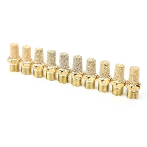 100 stk G1/8 Pneumatisk Lyddemper Solenoidventil Messing Lyddemper Langt Hode Industrikomponenter