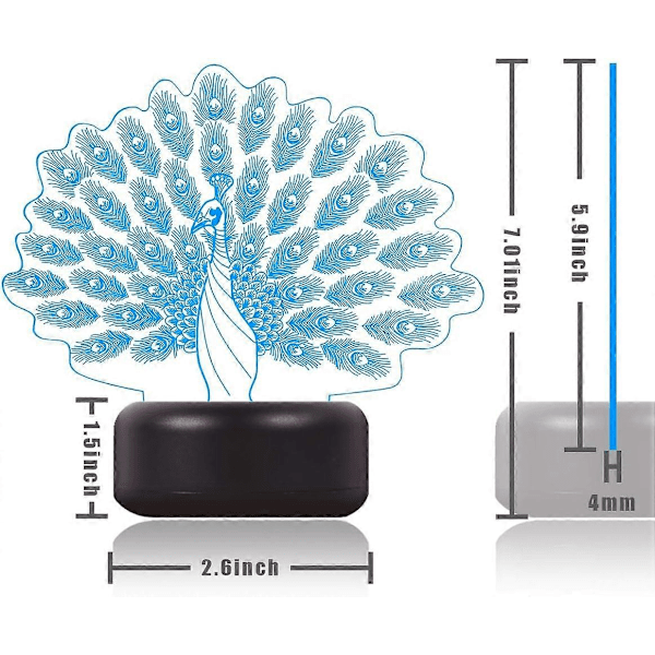 SBSG Farverig Føniks Lampe 3D Visuel Føniks LED Natlampe Touch Switch og Fjernbetjening