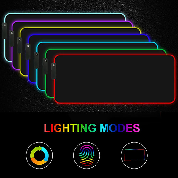 LED-belyst färgglad RGB-musmatta med halkfritt underlag för datorer