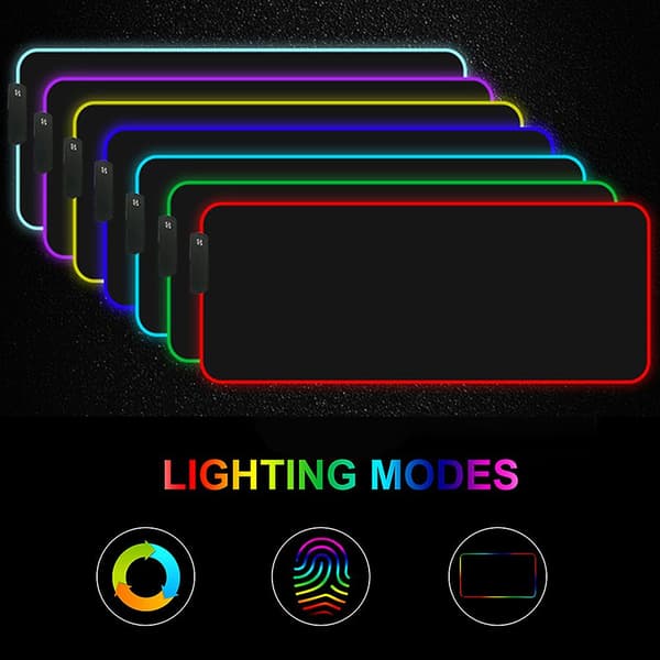 LED Lysende Fargerik RGB Lys Anti-Skli Gaming Musematte for Datamaskiner