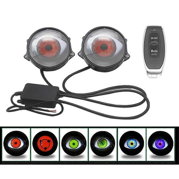 Devil Eye LED-strålkastarsats för bil Dynamiska lampor 12V med fjärrkontroll Styr ögon Retrofit-kit H