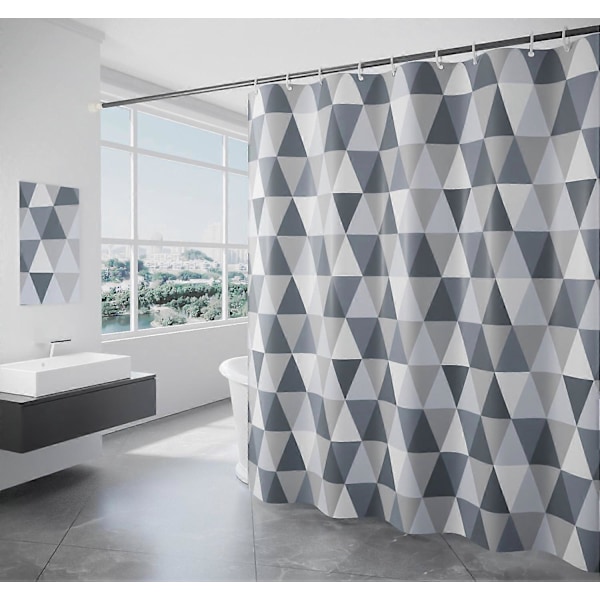 Bruseforhæng 200 x 220 cm (200 x 220 cm i bredden, 220 cm i højden), vandtæt polyesterstof, antibakterielt, anti-skimmel, vaskbart, med 12 kroge