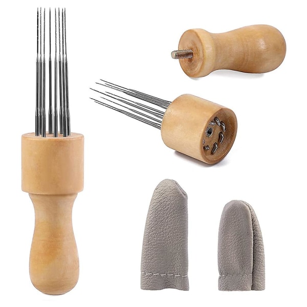 Felting Needle With Eight Needles Stitch Punch Tool With Finger Cots