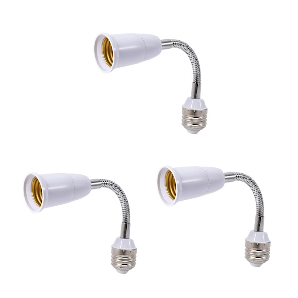 3x LED Pære Lampeholder Konverter Adapter Fleksibel E27 Til E27 20cm Længde Fleksibel Forlængelse