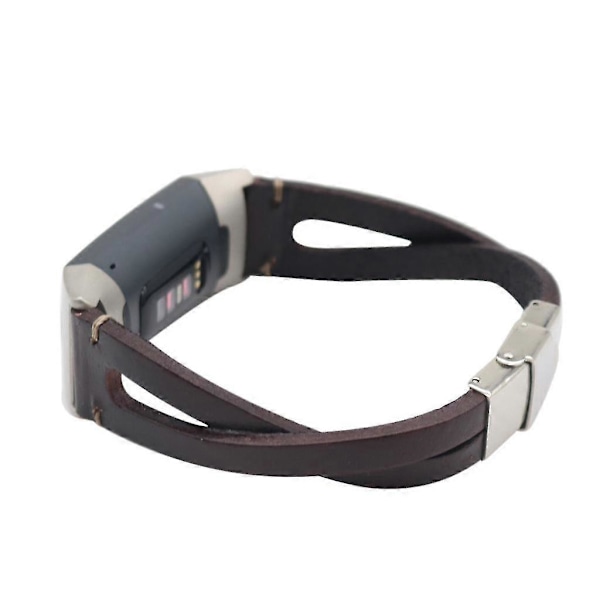 Udskiftnings læder armbånd rem til Fitbit Charge 3
