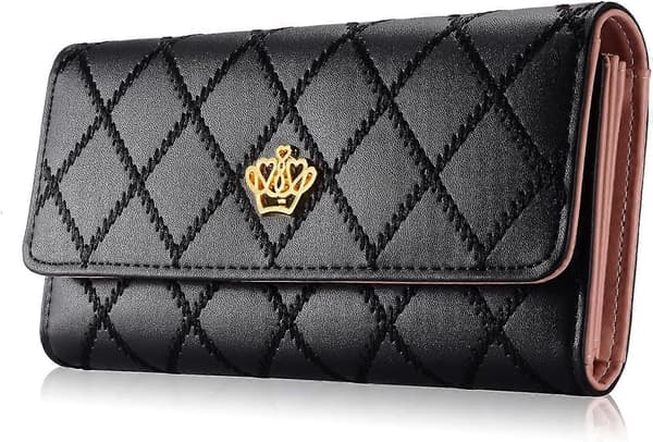 Damepung Elegant Clutch Kronepung Lang Pung Læderpung - Yvan