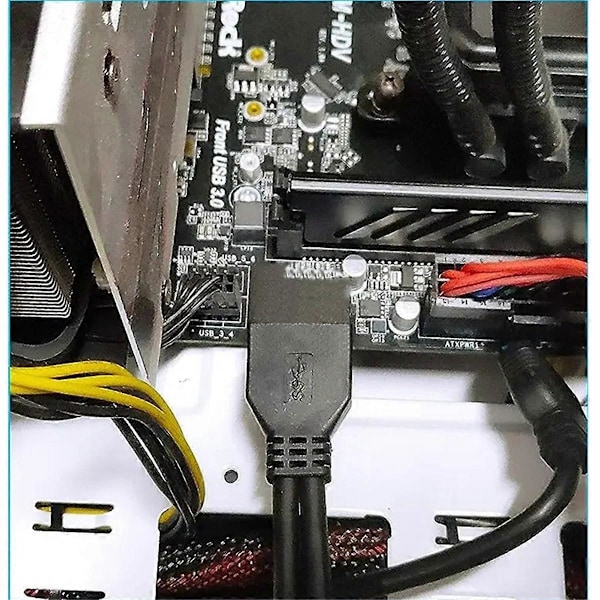 90 Graders Op/Ned Vinkel USB 3.0 19/20Pin til Dobbelt USB-A Hun Port Adapter Kabel Bundkort Intern Forlængerledning B