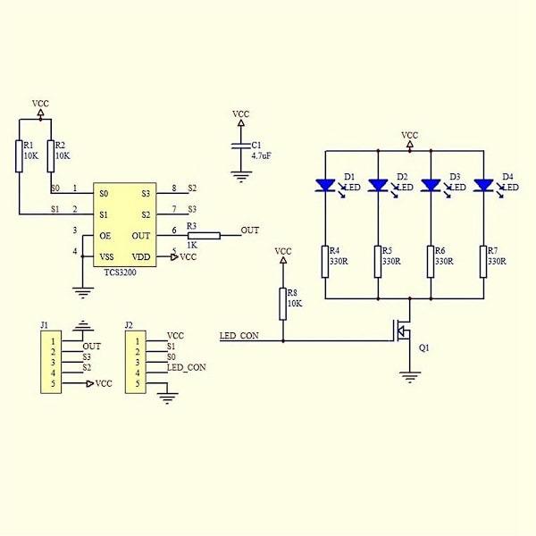 1 stk. Farvegenkendelsessensor TCS230 TCS3200 Farvesensor Farvegenkendelsesmodul til DIY Modul D