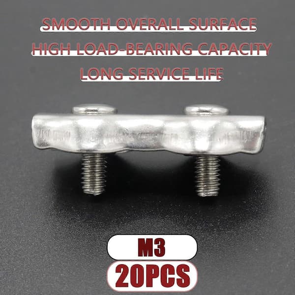 20 stk M3 Rustfritt Stål Duplex Wiretauklemme Kabelklemme, Dobbel Bolt Wire