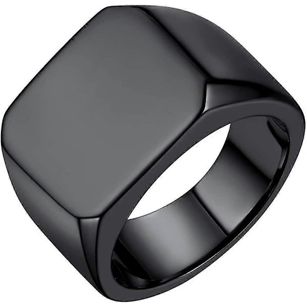 Herre Ring, Firkantet Flat Biker Stil Polert Ring, Rustfritt Stål/gullbelagt