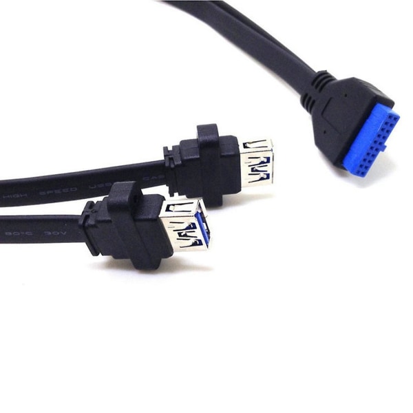 0,3M Dual 2 Port USB 3.0 Frontpanel förlängningskabel A Typ Hona till 20 Pin Box Header Hona Kortplats Adapterkabel