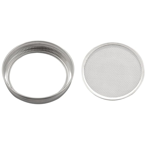 4 stk/sett Rustfritt Stål Spiringslokk for Brede Munnbeholdere Hermetiseringsbeholdere Hurtig Silingslokk Nettdeksel
