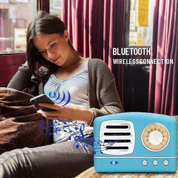 Bärbar bluetooth retrohögtalare, trådlös mini retrohögtalare, med fyllig bas, stereo