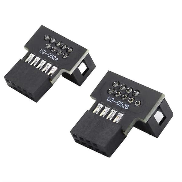 1 sæt Ned & Op Vinklet 90 Grader Han til Hun USB 2.0 10Pin 9Pin Header til Bundkort Forlængeradapter