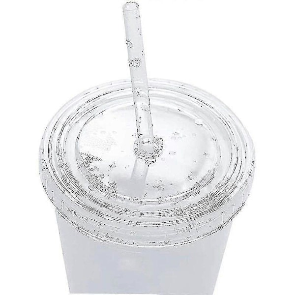 Gjenbrukbare Dobbeltlags Kopplokk Med Gjenbrukbare Sugerør Smoothie Juice