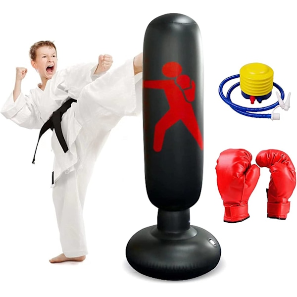 3 In 1 Punching Bag For Kids - Inflatable Boxing Bag Kids Boxing Practice Set