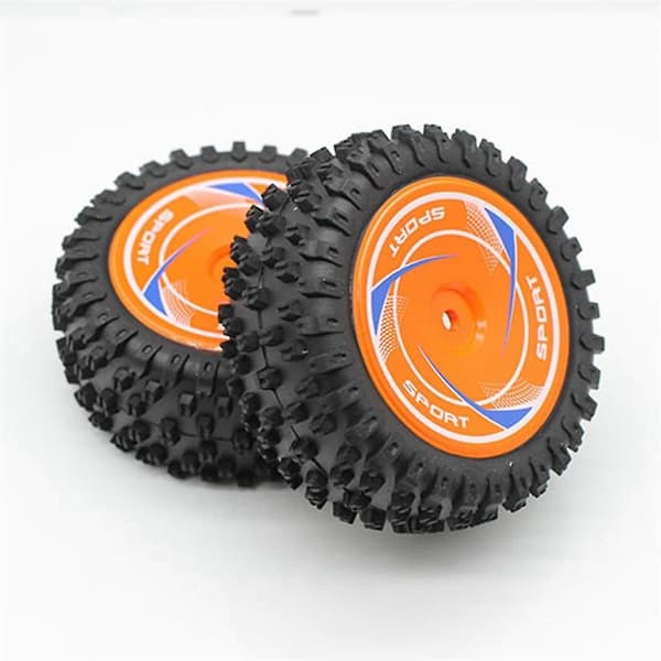2 st För 124010 1/12 Rc Fjärrkontroll Bil Reservdelar Däckset Drift Däck, bakhjul, orange
