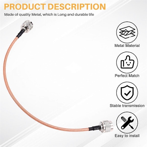 PL259/UHF Naaras - N Uros Adapteri RG142 Vähähäviöinen Koaksiaalikaapeli 12 tuumaa 4G LTE/WiFi Antennille, Johto