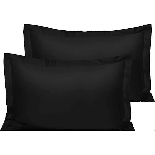 Satind pudebetræk til hår og hud, silkepudebetræk 2-pak, Queen Size (Sort, 20*30 tommer)