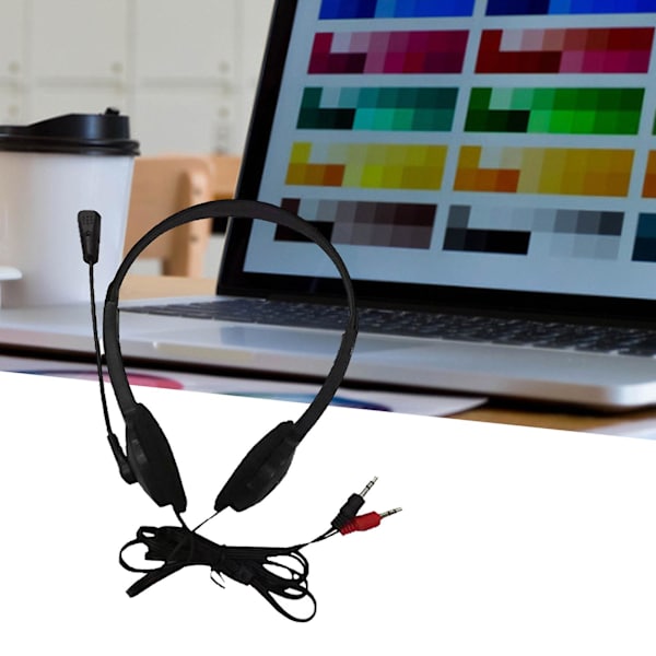 Kablet hodetelefon universell med mikrofon plast 3,5 mm over-ear stereo hodesett for hjemmet