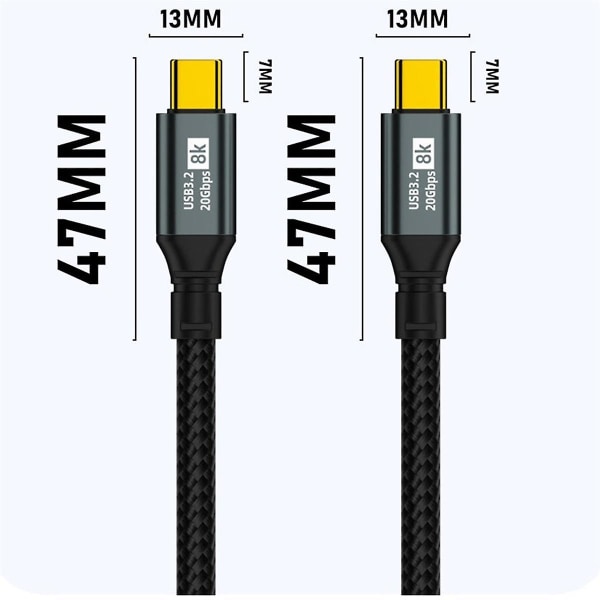 Iphone 15 Pro:lle USB 3.2 20 Gbps Täysominaisuuksisella 100 W Nopea Lataus Käyttökelpoinen Kannettava 8K-Heijastuskaapeli