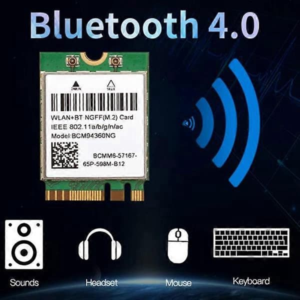 Dubbelbands 1200Mbps BCM94360NG WiFi-kort för MacOS Hackintosh 802.11Ac Bluetooth 4.0 Trådlös Adapter