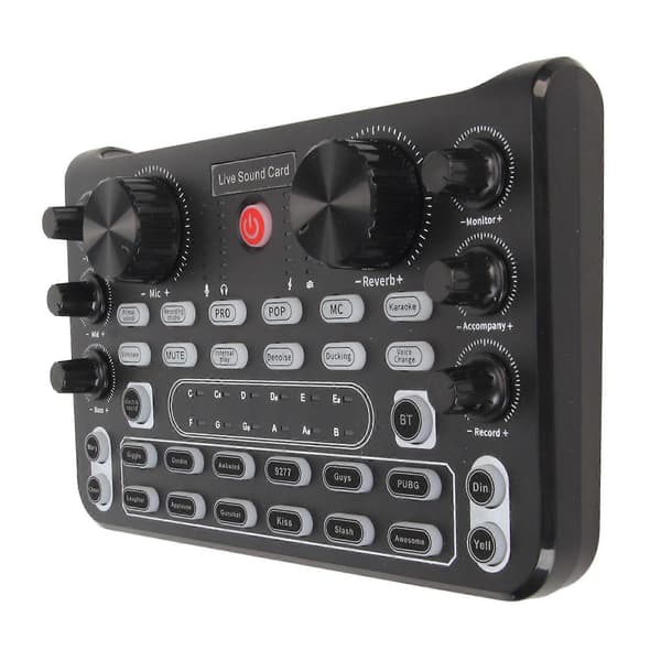 Live Lydkort med Multi Lydeffekter Bluetooth Støjreduktion Lydmixer Board til Mobiltelefon Karaoke Broadcast