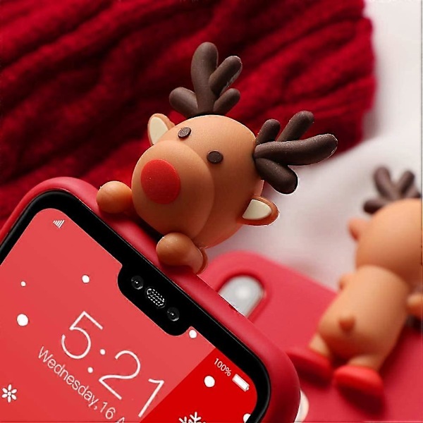 3D Snögubbe Design Silikon Skal för Flickor Kvinnor Slim Stötsäkert Mjukt Sött Fodral för Apple iPhone 13 6.1 tum. Älg