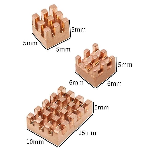 Køleplade til Raspberry Pi5 Kobber Termisk Køleplade Chip Termisk Køleplade med Klæbende Bagside CPU Hukommelsesslot Køleplade