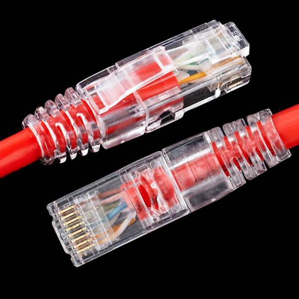 50 stk Cat6 Rj45-kontakt Utp-kabel Ethernet 8p8c nettverk 6 modulære plugger med 6,5 mm Rj45-hetter