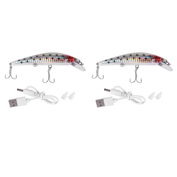 2x USB Genopladelige LED Rykkende Fiske-Agnsfisk Elektrisk Agnsfisk Livagtig Vibrerende Fiske-Agnsfisk Triple Hoo