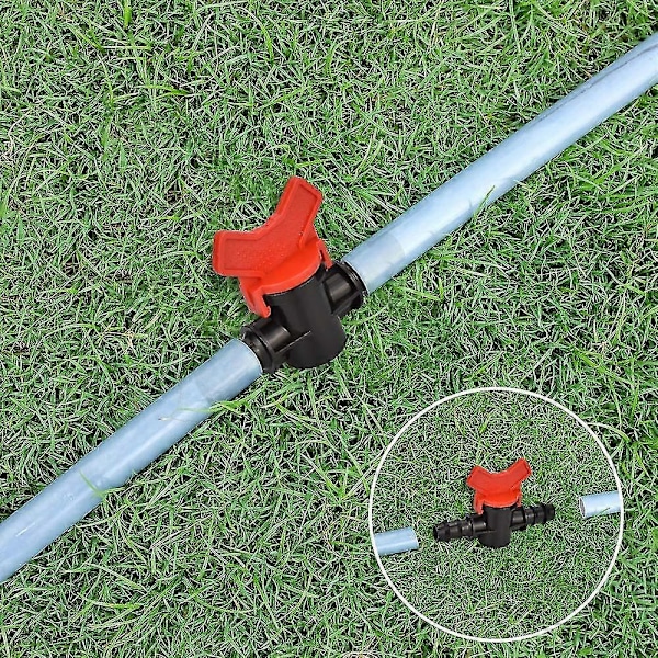 12 stk. Plast Hagekran, Rørvanningsventil 16 * 16mm Rørventilbryter For Utendørs Hagevannventilkontroll (svart + rød)