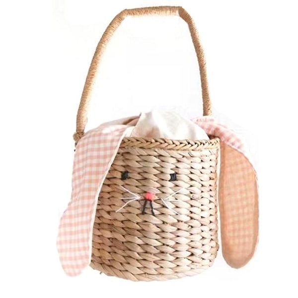 Rattan Bucket Bag til børn og voksne, strand strå taske, skulder Messenger Basket Bag, med